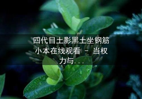 四代目土影黑土坐钢筋小本在线观看 - 当权力与欲望交织,谁能守住最后的底线?